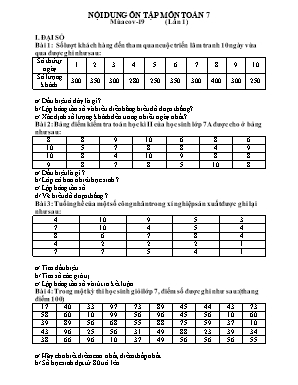 Nội dung ôn tập môn Toán Lớp 7 trong mùa Cov-19 (Lần 1)